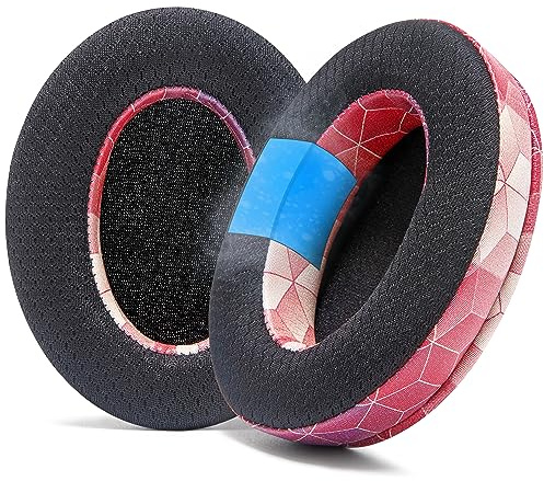 WC Freeze für Arctis Nova – Hybrid-Gewebe-Kühlgel-Ersatz-Ohrpolster für Arctis Nova Pro Wired, Nova 7, 5, 4, 3, 1 – hergestellt von Wicked Cushions (passt Nicht für Nova Pro Wireless) | Hex Red
