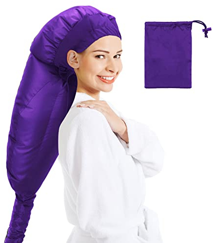 Hair Dryer Bonnet - Upgraded Hooded Hair Dryer with Adjustable Extra Large Hood for Easy Styling, Curling and Deep Conditioning, Includes Free Carrying Case for Portable Hair Drye Cap(Purple)