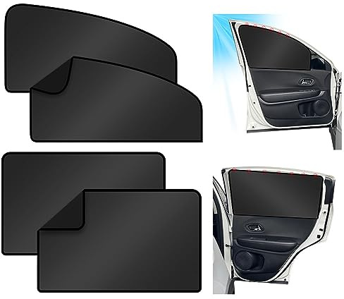 URAQT Pare Soleil Voiture Bébé, 4PCS Rideau Pare-Soleil de Voiture avec Magnétique avec Protection UV Rideaux fenêtres de Protection Solaire de Voiture Enfants Adultes, Animaux,Noir