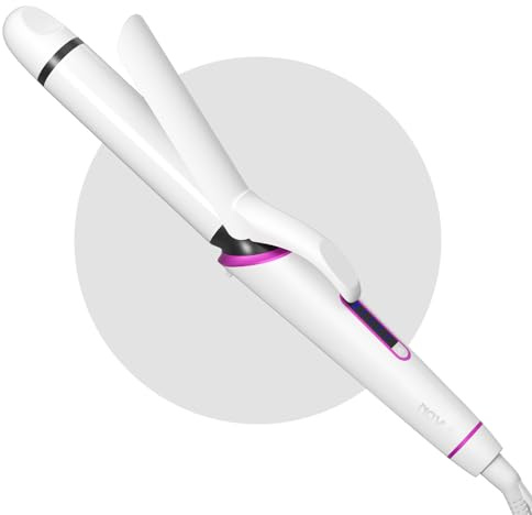 NOVUS 32 mm Lockenstab Keramik: Glätteisen und Lockenstäbe 2 in 1, 5 Einstellbare Temperaturen Welleneisen mit Digitalanzeige für Langes und Kurzes Haar – Reise Haarlocken Gerät(Weiß)