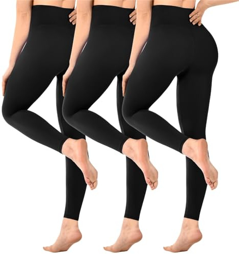 SINOPHANT - Pack de 3 leggings de cintura alta para mujer, opacos, para gimnasio, yoga, deporte, Small-Medium