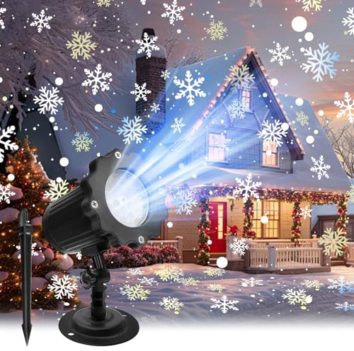 MATEPROX Snowflake Projector Lights, IP65 Waterproof Christmas Snowflake LED Light Projector for Indoor and Outdoor Garden Lawn House Party Decor Festival Decoration