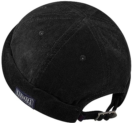 Clakllie Docker Hat for Men Retro Brimless Caps Fisherman Beanie Skullcap Rolled Cuff Harbour Hats Leon Hat,HBH01-Black