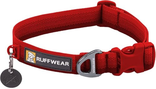Ruffwear, Front Range Dog Collar, Adjustable Tubelok Webbing, Lightweight, Side Release Buckle, Aluminum V-Ring, Durable for Everyday Use, Red Canyon, 14-20