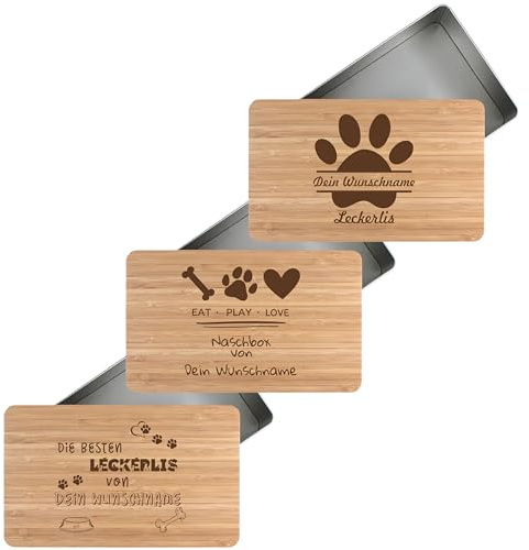 Leckerlidose personalisiert mit Namen für Hunde oder Katzen Aufbewahrungsdose für Hundesnacks Geschenkidee für Tierliebhaber Hundefutter und Hundeleckerlis Behälter Futtertonne (XXL 2700ml)