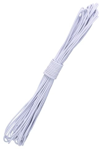 Cuerda de goma de 2 mm, 12 m, color blanco, extensible, resistente a la intemperie, cuerda de goma, cordón de goma, para manualidades, costura, equipaje, camping (blanco, 2 mm x 12 m)