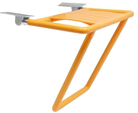 sulckcys Duschsitz Wandmontage Duschklappsitz Klappsitz Dusche bis 200kg Badestuhl Duschhocker-Badhocker Klappbar Hocker Duschstuhl für Senioren Kinder Gelb Edelstahl