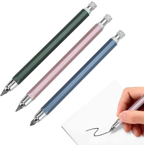 3 Stücke 5,6 mm Druckbleistift Mechanische Kupplung Bleistiftmine Automatische Bleistiftminenhalter Mechanische Stifte, 5,6 mm Mechanischer Kupplungsminenhalter für Haus, Schule, Büro (Blau Rosa Grün)