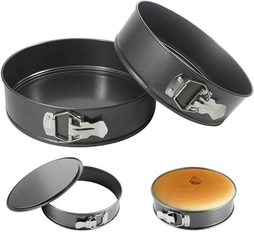 DAJAVE 2 Stücke Springform 26 cm Rund, Backform 26cm Springform Auslaufsicher + Antihaft springform 26 cm rund, Runde Tortenform, Kuchenform runde Torten und Kuchen ø 26 x 7cm Hoch