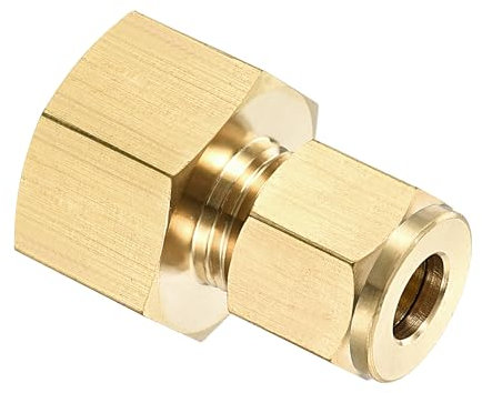 YOKIVE Raccordo Tubi Compressione, Adattatore Accoppiamento Dritto Ottone, Ideale per Tubi (Tono Oro, Filettatura Femmina G1/2 x 8mm)