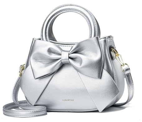 NICOLE & DORIS Umhängetasche für Damen Kleine Handtaschen mit Schleife Henkeltasche PU Leder Niedliche Schultertasche Mädchen Crossbody Bag Satchel Tasche