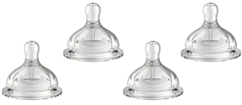 Oberni Sauger für Babyflaschen mit Größe 1, Langsamer Fluss Teats für Babys ab 0+ Monaten, BPA-frei, 4Pack