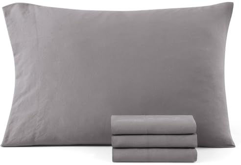 Casa Platino 4 Pack Pillow Cases - Standard Size 50x75 cm - Pre-Washed 100% Brushed Microfiber with Envelope Closure – Wrinkle Resistant and Soft - Grey