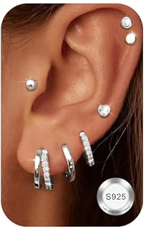 YADOCA 7 Paar Ohrringe Silber 925, Ohrstecker Silber 925 für Damen Hypoallergen 14K Vergoldet Kleine Ohrstecker Set für Damen Zirkonia Piercing Ohr Silber