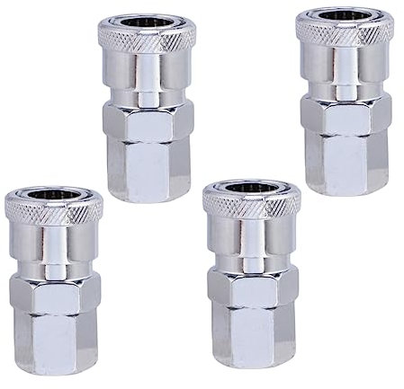 Cabilock 4pcs Self-Locking Quick Coupling Pneumatic Push Connector for Automation Equipment and Air High Precision Easy to Install Strong Pressure Resistance Silver