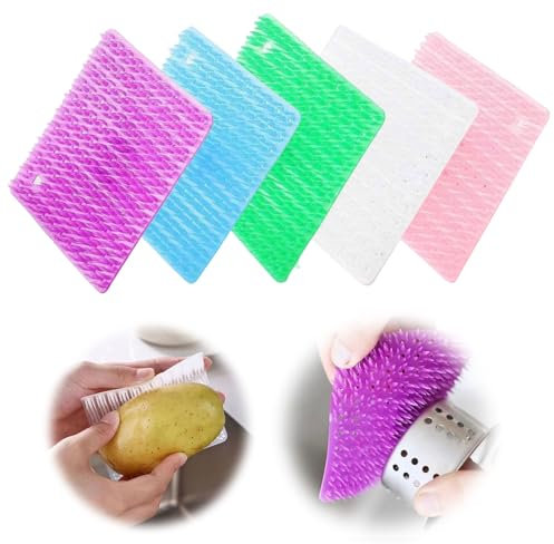 Cosmeria Spazzola per la pulizia di frutta e verdura, flessibile e versatile, efficace pulizia per patate, carote, frutta, con pratico supporto per dito