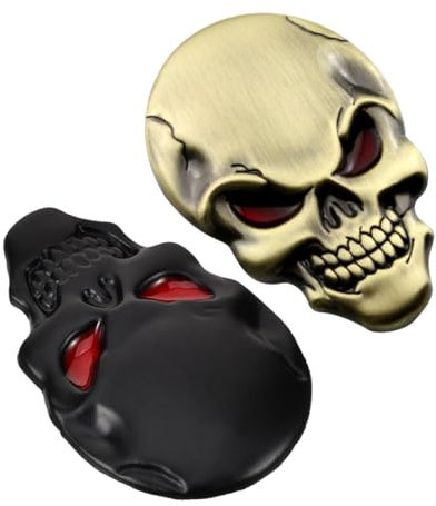 BUGUUYO 2stücke Skull Autoaufkleber Schädel Für Fahrzeug Metall-schild Mit Augen Einfache Für Individuelles Tuning Einzigartiges Design Für Auffällige