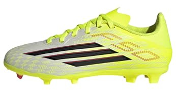 adidas Unisex niños F50 League Firm Ground/Multi Ground Football Boots Kids, Team Solar Yellow 2/Core Black/Lucid Red, 34 EU