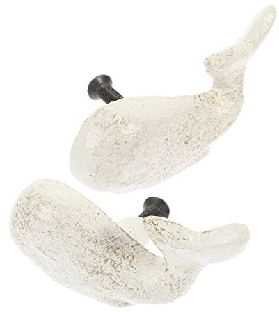 WATIIFUFU Gusseisen Schrankgriff Weißer Wal Retro Ozean Stil 2 Stück Vintage Möbelgriff Für Schubladen Und Kleiderschränke