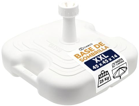 Sonnenschirmständer XXL 45 x 45 x 14 cm · befüllbar bis 25 kg · Universalgewinde verstellbar 18-38 mm · Sonnenschirme und Sonnenschirme bis 2 Meter · ergonomischer Griff · Verwendung im Freien Strand