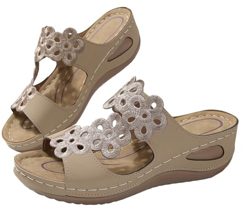 Sandales d'été orthopédiques confortables pour femme, plante large, avec compense, respirantes, ouvertes, à l'avant de la plage, chaussures orthopédiques, antidérapantes, à la mode, pantoufles à la
