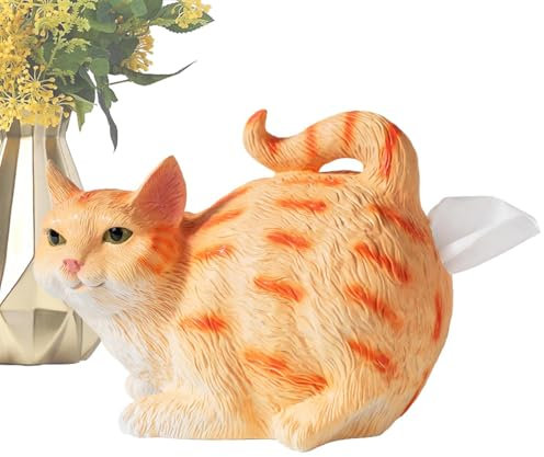 Sghtil Box für Kosmetiktücherbox, Katze, dekorativer Taschentuchspender, lustig, Tier-Tücherspender aus Kunstharz, multifunktional, lustiges Deko-Zubehör für Badezimmer und