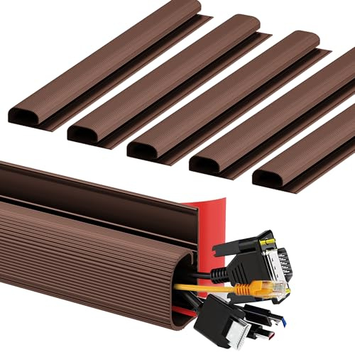 INCETUE Kabelmanagement unter dem Schreibtisch, 39,9 cm, Kabel-Management-Tablett, Kabelabdeckung, Organizer, Kabel-Concealer für Zuhause, Büro, Internet, Café, Arbeitszimmer, Küche, Braun, 6 Stück