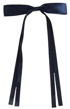 WANYI 2 Stück Haarschleife Haarschleifen Mädchen, Elegante Schleife Haare, Haarklammer Haarspange Schleife mit Langen Schwanz Haarschmuck für Damen Mode Frisuren(Marineblau)