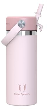 Sparrow Botella Agua Acero Inoxidable Niños 500ml Botella Termica Pajita | Antifugas, Apta lavavajillas, Acero Inoxidable, Sin BPA, Térmica, Vacío, Fría, Escuela, Niños, Diario