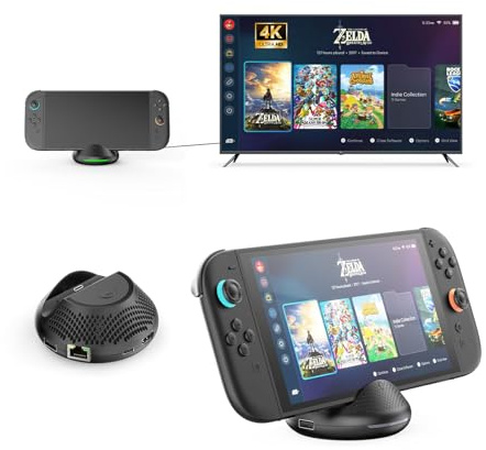 Switch 2 TV Dock, Tragbare Docking Station für Nintendo Switch 2, mit 4K/60Hz, HDMI 2.0 Adapter/Type C/USB Port/LAN Port für Nintendo 2 (USB 2.0, HDMI 2.0)(Firmware-Update Erforderlich)