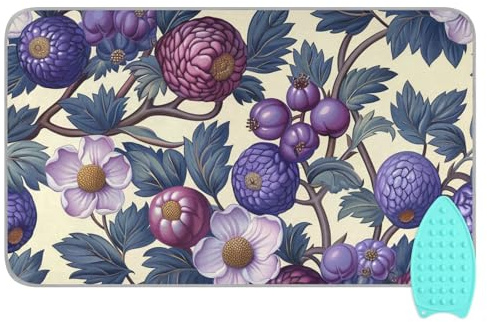 Wild Berry - Asse da stiro con supporto in silicone per ferro da stiro, pieghevole, per piano d'appoggio dell'asciugatrice, 121,9 x 71,1 cm, colore: viola