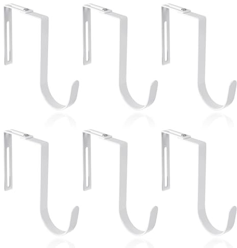 Fukaisu 6pcs Crochets Réglables pour Armoire, Crochets Porte Robustes Suspendre Vêtements Serviettes Manteaux Chapeaux pour Maison Chambre Bureau Vestiaire Aucun Perçage Requis(Blanc)