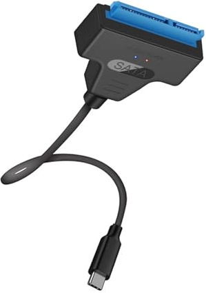Cable SATA a USB C 3.0, adaptador USB C compatible con lector de discos duros HDD y SSD de 2.5 pulgadas, convertidor de disco duro externo compatible con UASP, cable SATA 2 en 1 tipo C/tipo A, color