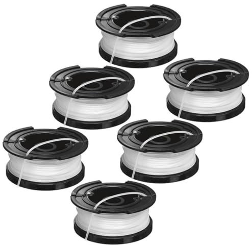 Gettimore 6-Pack Trimmer Spool Line Replacement for Black & Decker A6481, ST4525, ST6600, ST7200, ST7000, ST7500, ST7700, ST7701, STC1820, STC1820PC String Trimmers