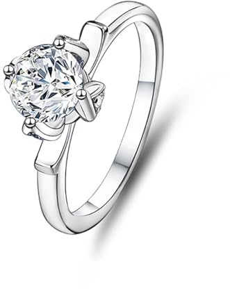 Epinki Echt Platin PT950 Trauringe, Zierlich Klassiker Verlobungsring mit Labor Erstellt Diamant, Solitärring Platin, Gr.65 (20.7)
