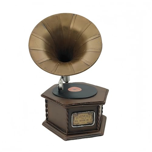 Vintage Handgefertigte Grammophon-Münzbank - Retro Antik Schallplattenspieler Design, Klassische dekorative Spieluhr mit Geldschlitz