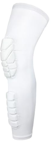 2 Pack Knee Brace & Calf Support Pad – Padded Compression Sports Sleeve for Basketball, Skating, Wrestling, Soccer, Football, Volleyball(White,Large)