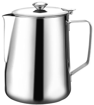 Taza de café Latte Art, jarra, Espumador leche, Barista acero con tapa, máquina graduado, 350ML(2000ml,With the lid)