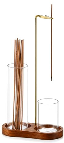Räucherstäbchen Halter Holz, Glas-Aschefänger