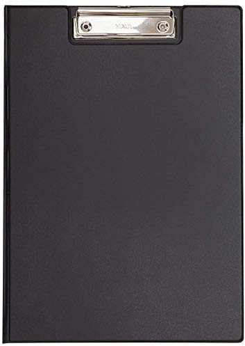 Maul Schreibmappe mit Folienüberzug, Aufklappbares Klemmbrett, Innentasche, Größe A4 hoch, Schwarz, 2339290, 1 Stück (Schwarz | 12er Pack)