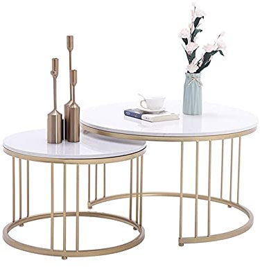 YNN Tisch Satztische, 2er-Set Beistelltisch, runder Couchtisch Marmor Snack Telefon Beistelltisch Wohnzimmer Schlafzimmer