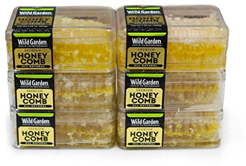 Wild Garden 100% Pure Raw Gourmet Honeycomb, All Natural, No Additives, No Preservatives, Fresh from the Farm, Pack of 6