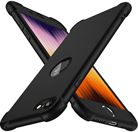 ORETECH for iPhone SE2020 Case, Shockproof Slim, Screen Protector, Black | 15ft Military Grade Drop, Camera Lens Guard, 360 Silicone Rubber Bumper