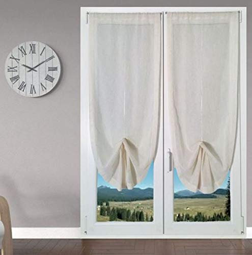 mauro Coppia Tende a Pacchetto Tendine Regolabili per Finestra e Porta a Vetro larghezza 45-65 - 90 - Colore Lino (65x240 cm)