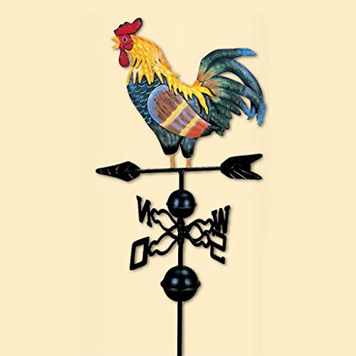 YIWOYI Wetterfahne aus Metall, Huhn, Gartendekoration, Hahn, Gartendekoration, Eisenstab für Heimdekoration