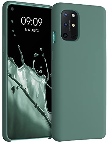 kwmobile Hülle kompatibel mit OnePlus 8T Hülle - Silikon Handy Case - Handyhülle weiche Oberfläche - kabelloses Laden - Tannengrün