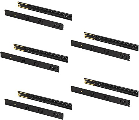Emuca - Schubladenschienen kugellager 45mmx300mm, Set aus 5 Paar aus schubladenauszug Vollauszug mit dämpfer, Schwarz