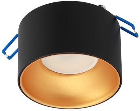 EDO Rond Spot de Plafond Encastrable ZAMA S Black Gold - Ø85*50mm, Plafonnier Luminaire Noir avec Or, Lampe de Plafond en Aluminium, Spot Encastré Plat pour Salon, Chambre à Coucher, Cuisine