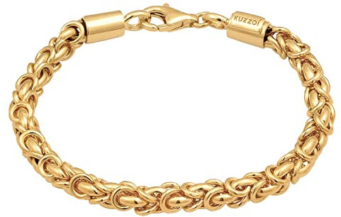 Kuzzoi Buddha Silber Armband für Herren, handgefertigtes Königsketten Armband (5 mm) aus 925 Silber vergoldet, goldenes Königsarmband für Männer, Länge 23 cm