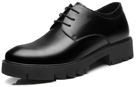 VIBLiSS Aufzugsschuhe Für Herren, 10 cm Höhenerhöhende Lederschuhe, Formelle Abendschuhe, Schwarzes Echtes Leder, 3,93 Zoll Größer,Black 10cm,40 EU